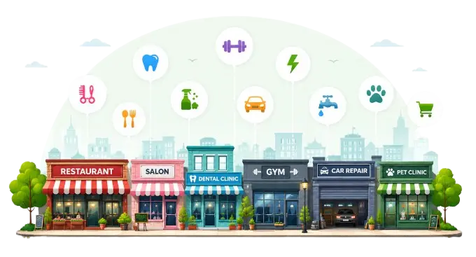 Local community businesses illustration